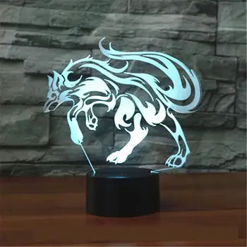 

Wolf Colorful 3d Lamp Led Touch Seven Color Light Fast Sell Visual Decorative Led Night Light Novelty Led Usb Kids Lamp