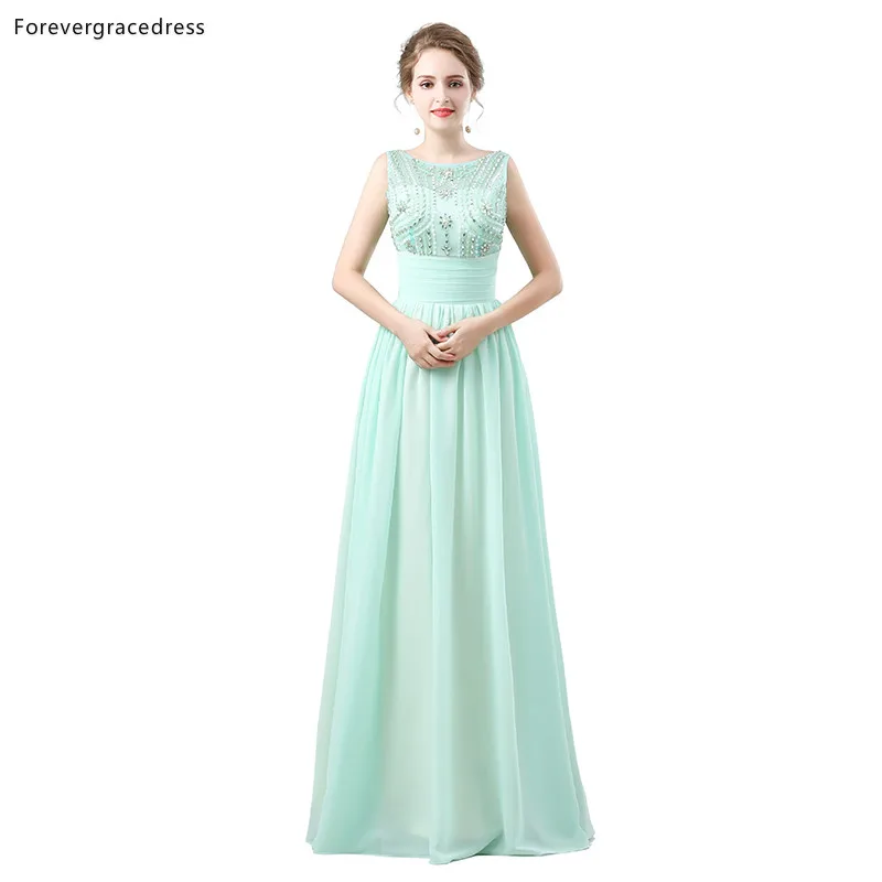 Женское шифоновое платье с бусинами Forevergracedress вечерние платья мятно зеленого