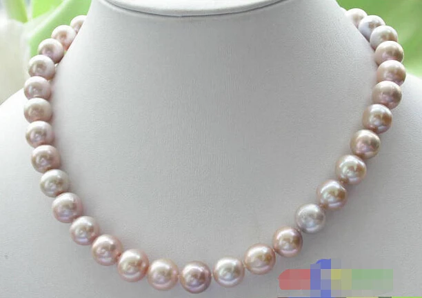 

A NATURAL 17" 12mm lavender ROUND FRESHWATER PEARL Necklace