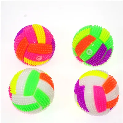 Светодиодные игрушки Вспышка эластичный вентилирующий массаж светящийся прыгающий шар с брезентом мяч Детская игрушка-свисток светящийся массажный шар - Color: Volleyball