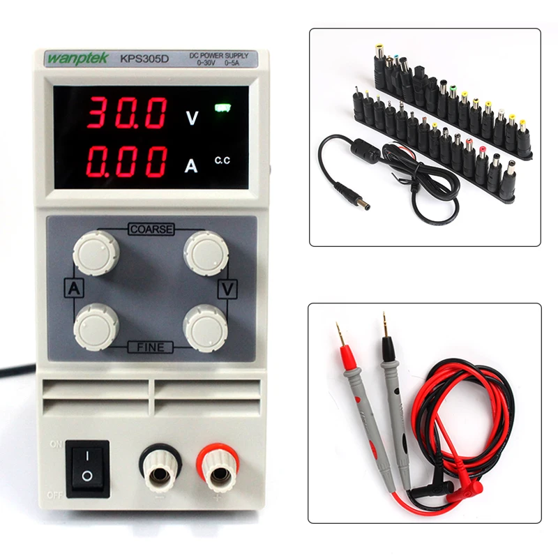

DC Power Supply Variable, KPS305D Adjustable Switching Power Supply Digital with 24Bit Terminal Head Connector+Tip Tester Probe