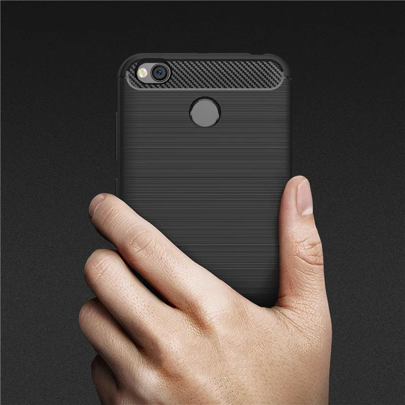 Phone Cases For Xiaomi Redmi 4X Stand Magnetic Bracket Finger Ring cqoue Redmi 4X Phone Cover For Redmi 4X Brushed Carbon Fiber