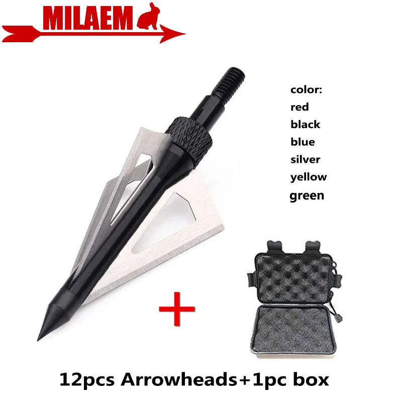 

12pcs Archery Blade Arrowhead With 1pc Broadhead Box 3 Fix Blade 100Gr Target Point Tips Hunting Shooting Arrow Accessories