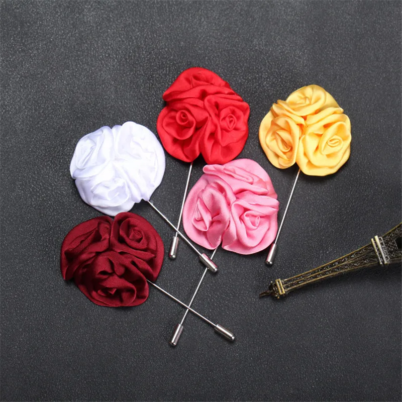 

Mdiger Wholesale Label Pins Silk Brooch Pins Handmade Rose Flower Collar Pin Cluster Floral Men for Suits Mixed 12 PCS /LOT