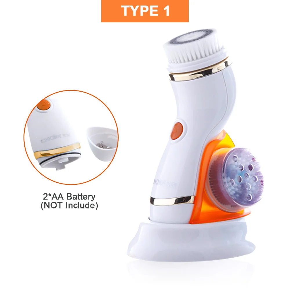 TYPE 1 ORANGE 4 в 1 электрическое очищающее средство для лица моющий аппарат для чистки лица Очиститель пор кожи Очищение тела Массаж Мини Красота Массажер щетка - Цвет: TYPE 1 ORANGE