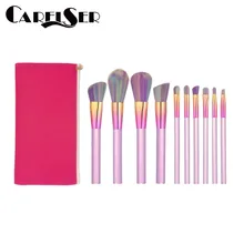 New 10 Makeup Brushes Multi-color Crystal Handle Powder Blush Foundation Eye Shadow Makeup Brush Combination Brush Cosmetic Ba crystal handle eye shadow brush