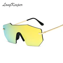 Longkeader, полигональные, без полей, модные, большая оправа, солнцезащитные очки, квадратные, солнцезащитные очки для мужчин и женщин, роскошные, брендовые, дизайнерские, женские, Gafas