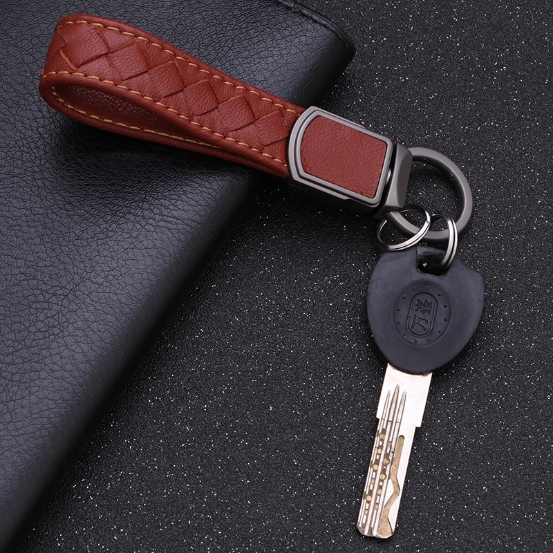 Новинка, фирменный высококачественный кожаный плетеный брелок для ключей для женщин и мужчин, классический автомобильный брелок для ключей, ультра мягкий, лучшее качество, подарок