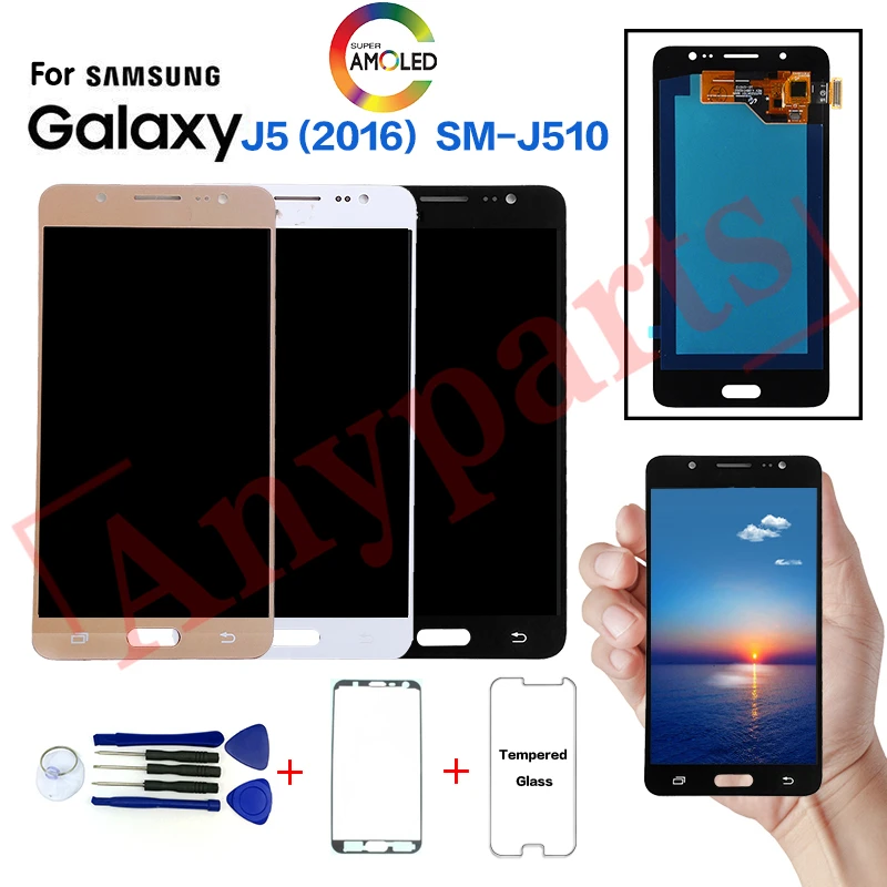 ЖК-дисплей AMOLED для Samsung J5 2016 SM-J510F J510FN сменный экран SM-J510H J510MN J510S J510L дисплея |