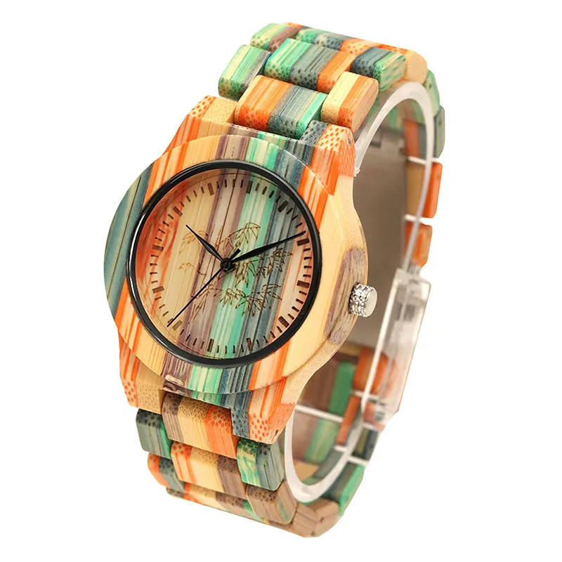 Beste 1 Pcs Vrouwen Lady Pols Quartz Horloge Houten Band Ronde Wijzerplaat Kleurrijke Mode Gift IK88