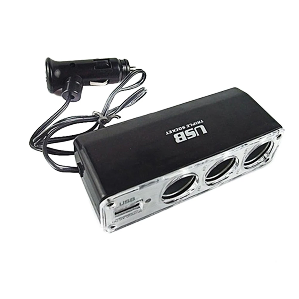 3 порта Горячие 12 V/24 V автомобильные прикуриватели разветвитель с USB светодиодный выключатель света