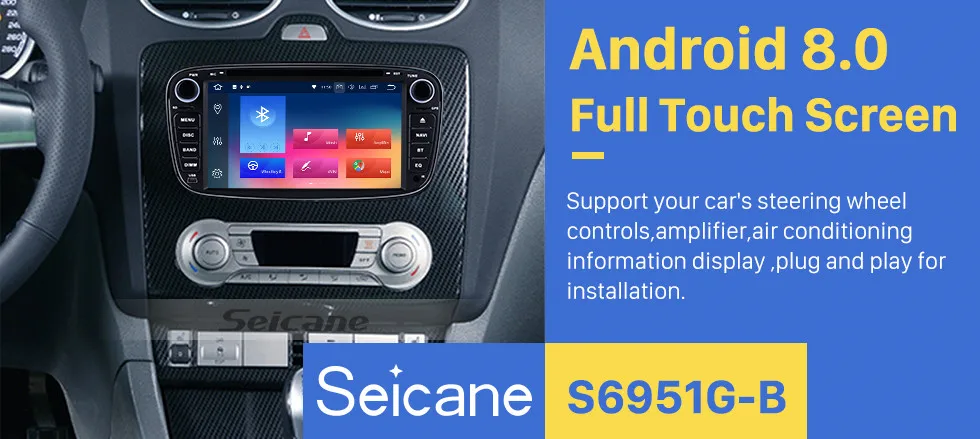 Perfect Seicane 2Din Android 8.0 7" Car Radio GPS Multimedia Player Head Unit For Ford Focus TRANSIT CONNECT MONDEO S-max 0