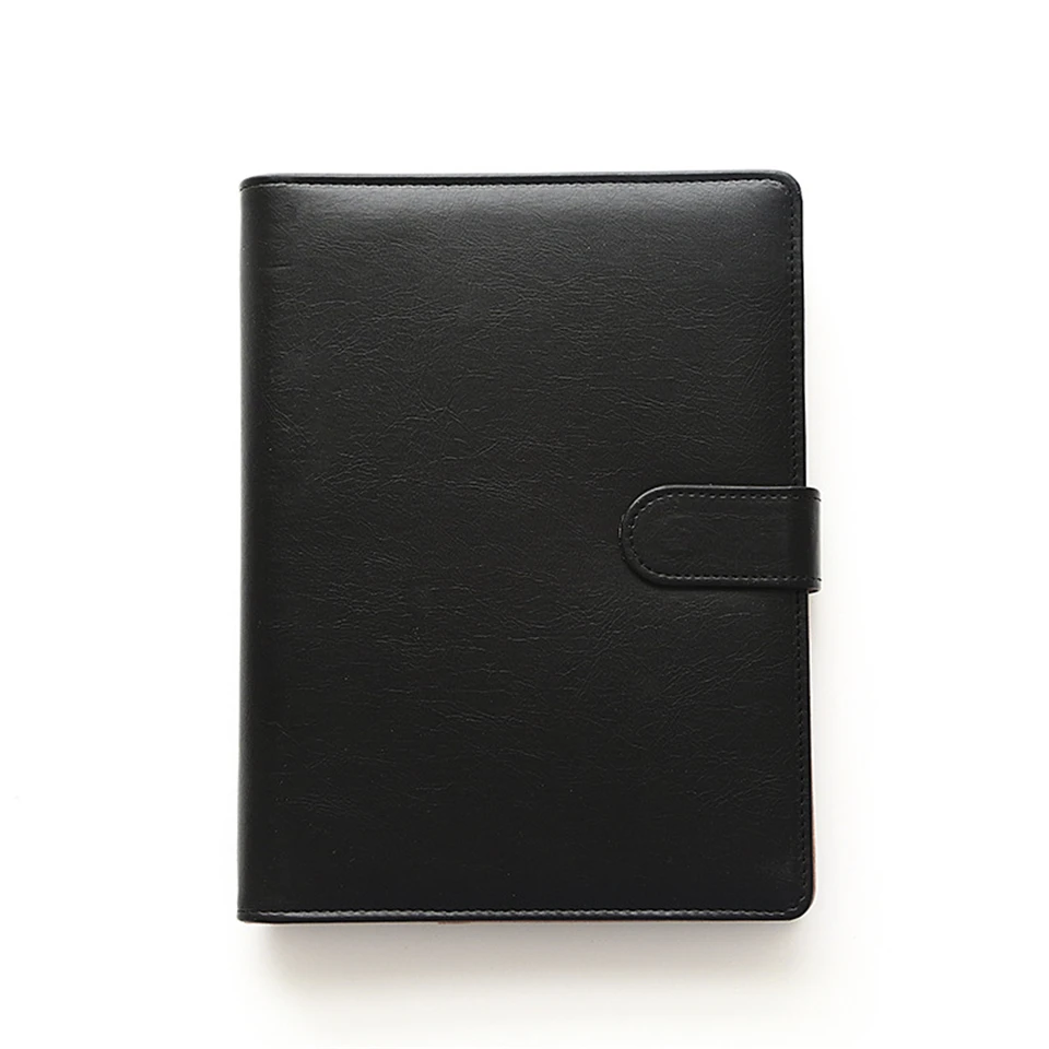 

A5 Spiral Notebook Agenda Filofax Planner Notepad Black Business Pu Leather Loose Leaf Notepad School Office Customized Logo