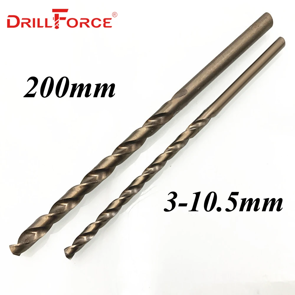 Drillforce инструменты 3 0 мм-10 5 мм x 200 OAL HSSCO 5% Кобальт M35 Длинные спиральные сверла для