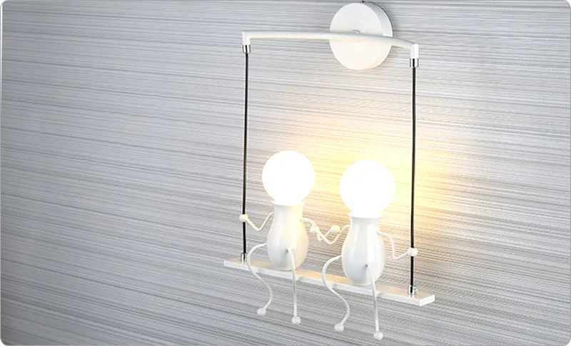 Modern Creative LED Wall Light E27 Black White Red Wall Lamp Sconce Home Fixtures For Children's Room Living Room Bedroom 110-220V (2)