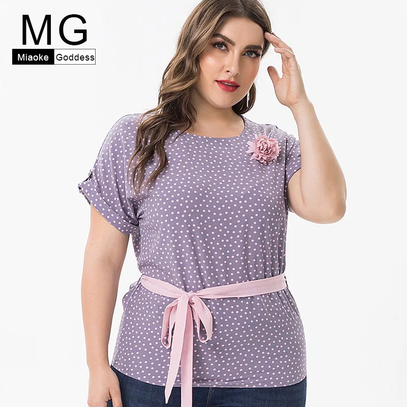 

MG 2019 Summer Plus Size womens chiffon bandage tops and blouses fashion high quality ladies Pinkoffice shirts tops