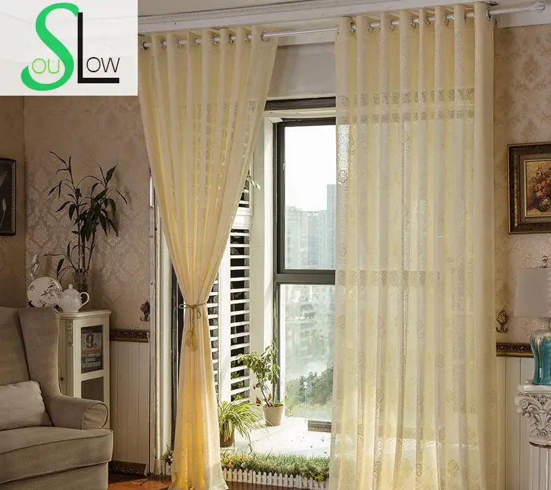 Langsam Seele Beige Einfache Moderne Vorhang Franzosisch Fenster