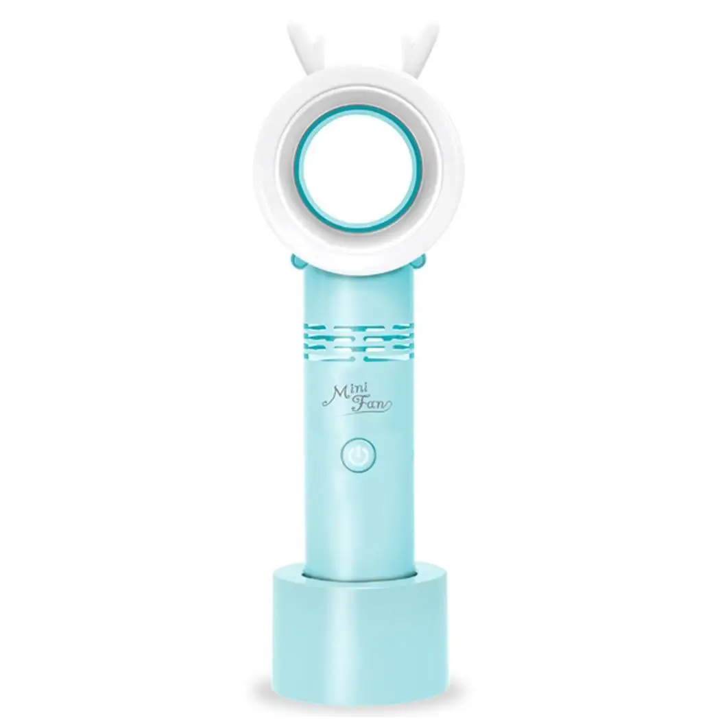 

Portable USB Rechargeable Bladeless Fan Handheld Mini Cooler No Leaf Handy Cooling Fan With 3 Speed Level With LED Light Pink