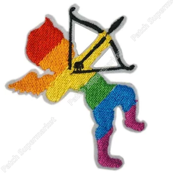 

Cupid god of love gay lesbian rainbow LGBT Uniform punk rockabilly applique sew on iron on patch Trans flag lgbtq accessories