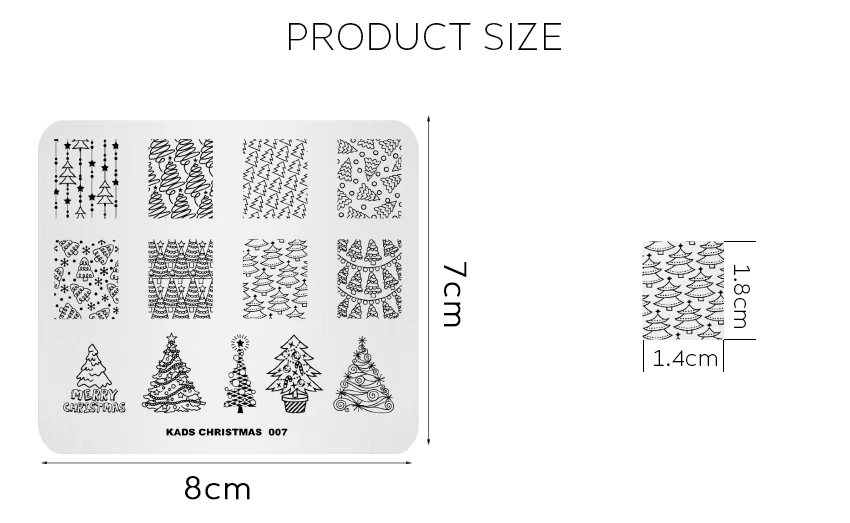 KADS Новое поступление Рождество 007 полоса Рождественская елка для поднос для маникюра Шаблон трафарет Инструменты для красоты рисунок для нейл-арта штамп