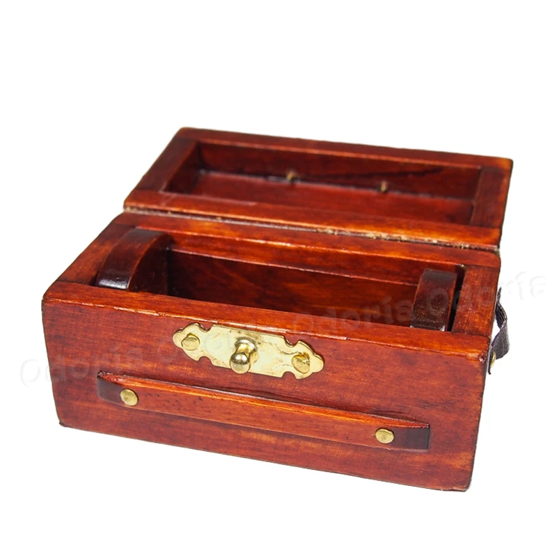 Odoria 1:12, миниатюрный сундук с сокровищами, винтажная деревянная коробка с золотым замком, кукольный домик, мебель, аксессуары для гостиной, спальни