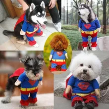 Cute Superman Style Dog Clothes Halloween Fashion Costumes Puppy Jumpsuit Summer/Autumn Cotton Pet Clothing