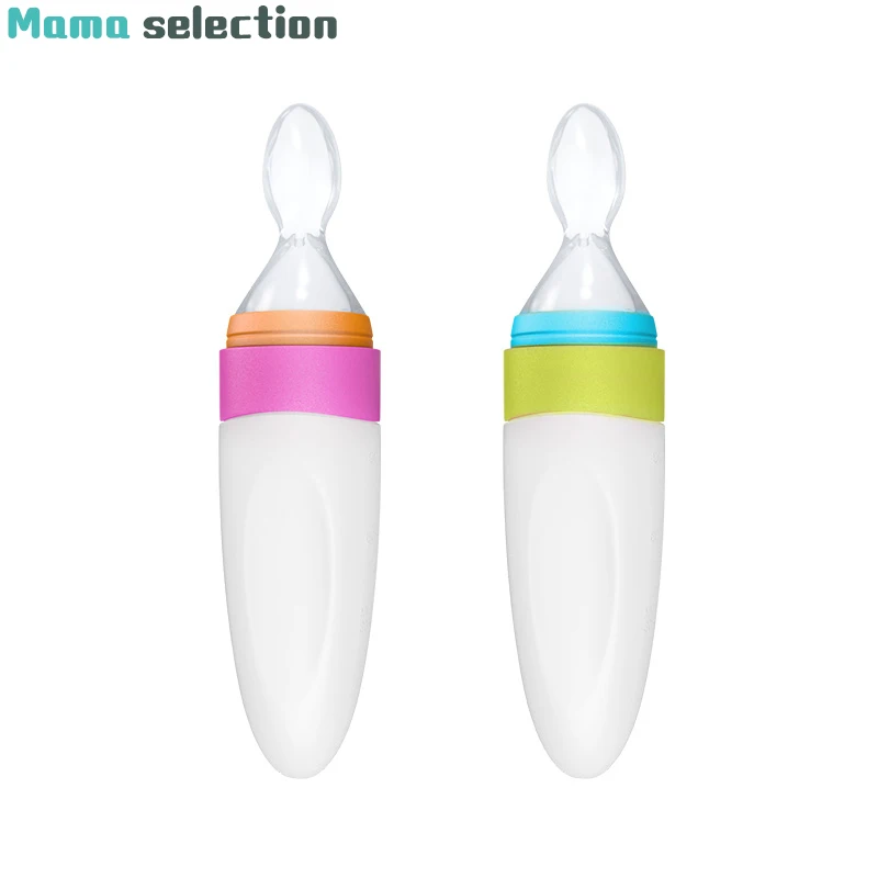 Silicone Baby Cereal Feeder Bottle Spoon Baby Toddler Feeding Bottle