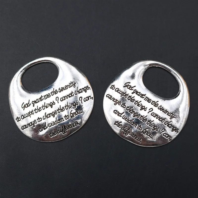 

The Serenity Prayer, God Grant Me the Serenity to Accept the Things I Cannot Change Charms Jewelry Alloy Pendant 42*41mm 3pcs