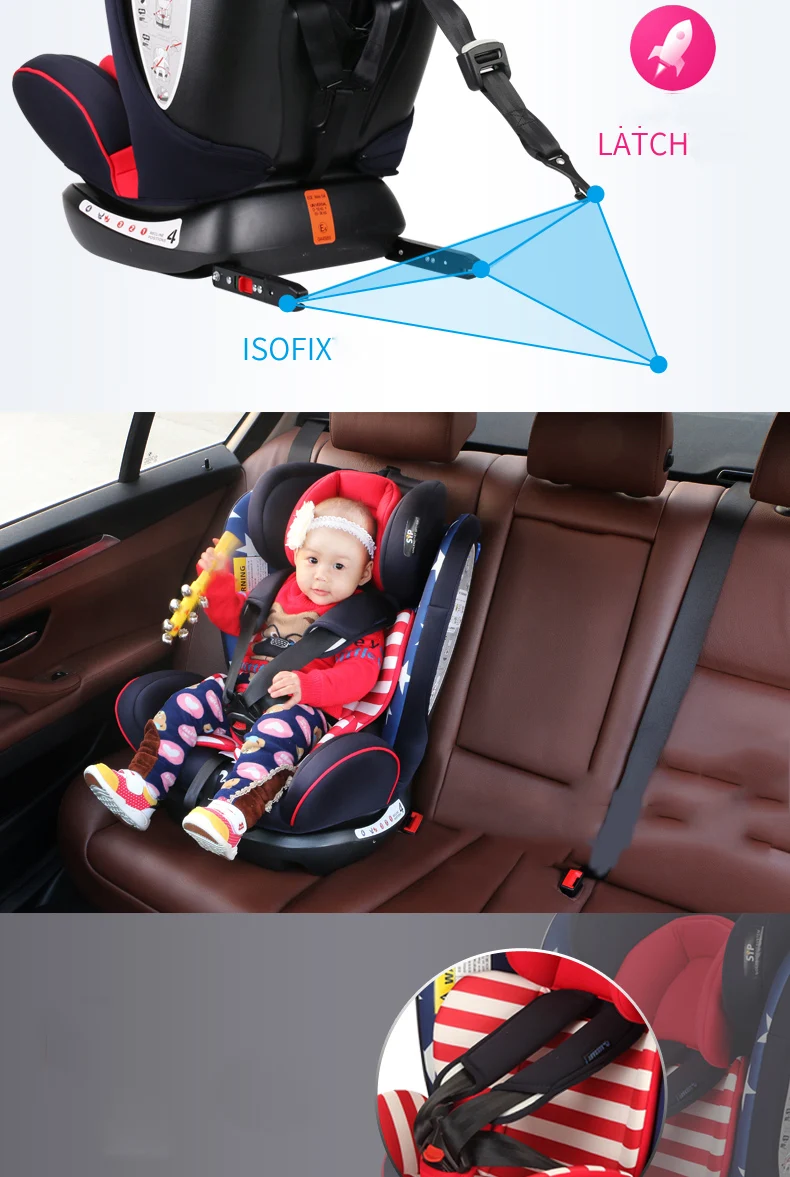 Reebaby детское автокресло безопасности Isofix 0-4-6-12 лет ребенок может лежать