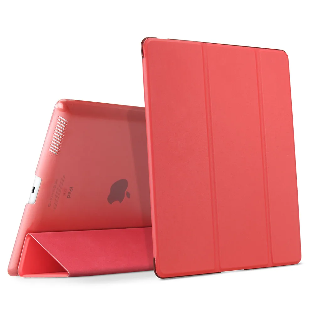 Для iPad 2/3/4, ywvak из линейки YiPPee Цвет PU Smart Cover чехол Магнит wake up sleep для apple iPad2 iPad3 iPad4 - Цвет: Красный