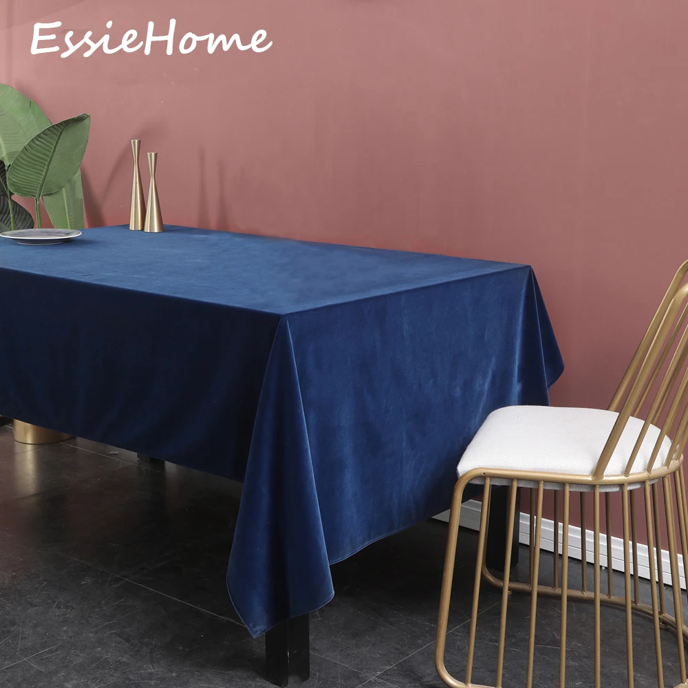 

ESSIE HOME Dark Blue Royal Blue Single Side Matte Velvet High End Velvet Table Cloth Table Linen Wedding Decoration Placemat