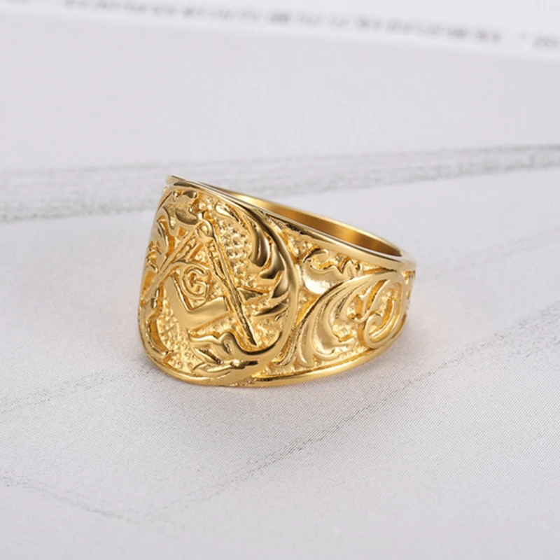 hot selling gold plated masonic signet rings for men and women  (3)