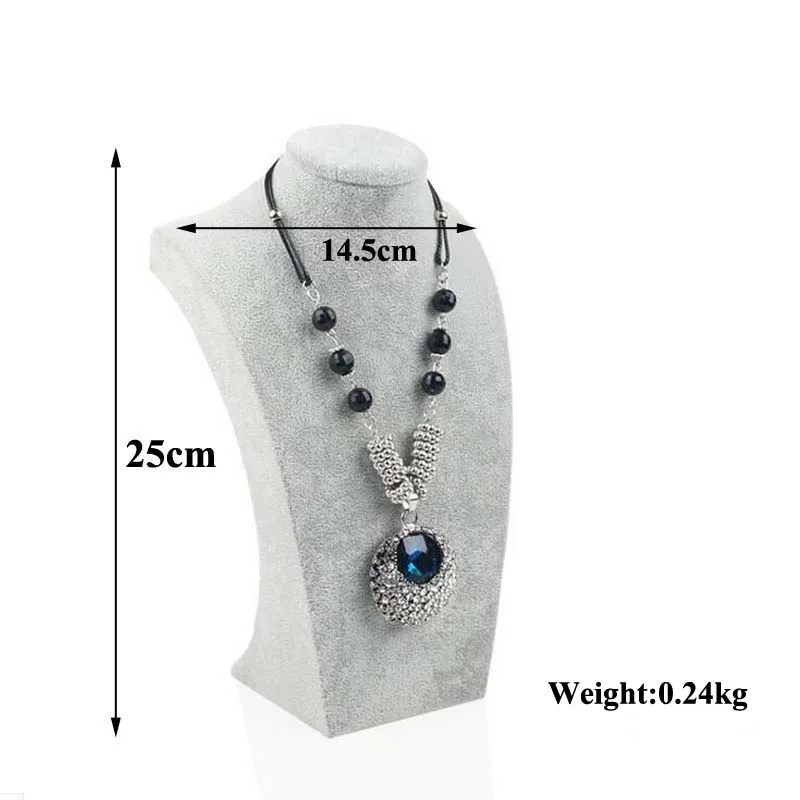Серый стойка-витрина для ожерелий держатель манекен для ювелирных изделий бюст для Цепочки и ожерелья кулон окно Дисплей размер 40 см~ 20 см в высоту - Цвет: H30cm