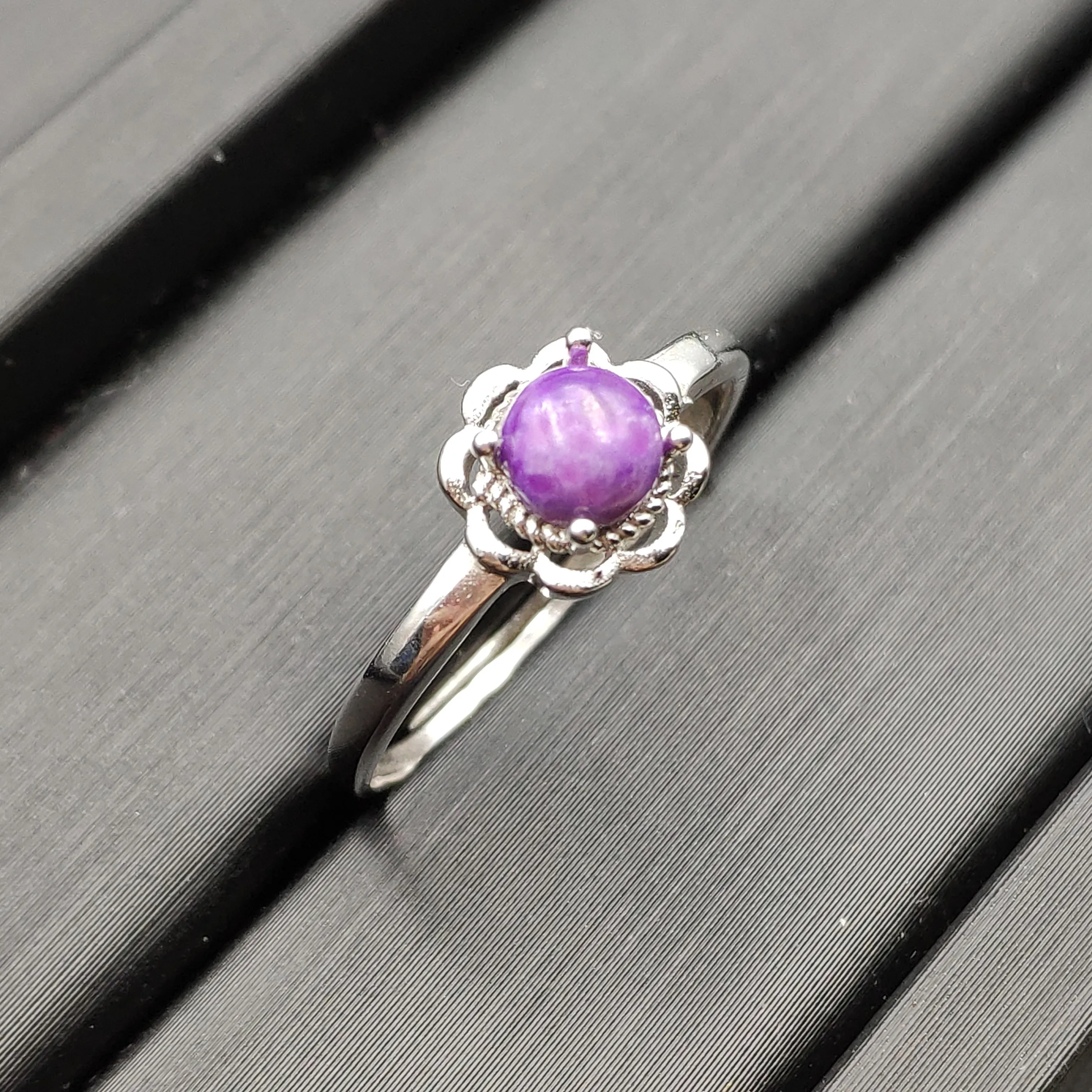 

Genuine Natural Sugilite Purple Lady Ring Jewelry Healing Stone Adjustable Woman Silver 6mm Bead South Africa Sugilite AAAAA