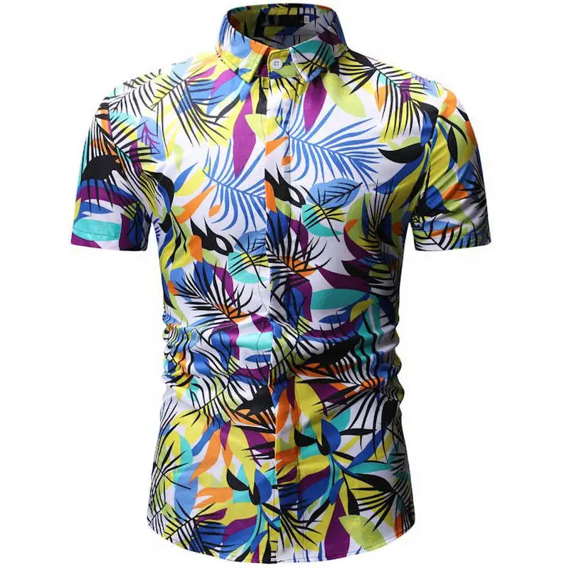 Новые летние мужские с коротким рукавом пляжный Гавайские рубашки хлопок повседневные Цветочные стандартные для рубашек плюс размер XXXL мужская одежда мода - Цвет: YS27 white