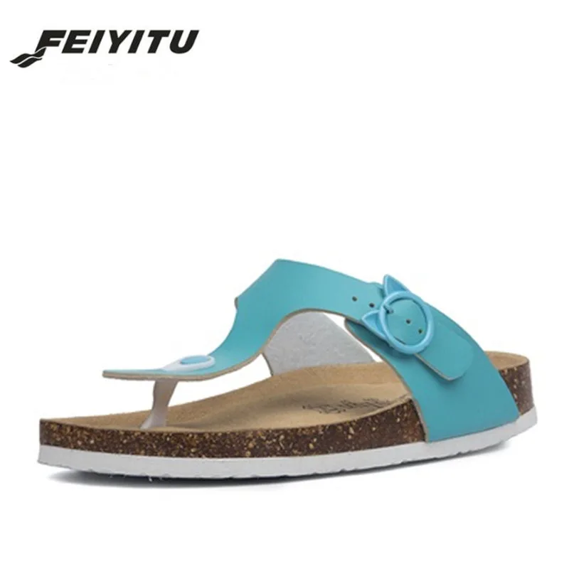 

FeiYiTu New Summer Men Beach Cork Flip Flops Slippers Casual Solid Color Print Slip on Slides Shoe Plus Size 35-45 Black White