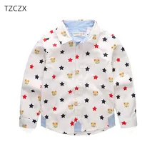 TZCZX/Детские рубашки для мальчиков Новинка, рубашки с длинными рукавами и отложным воротником с рисунком для детей от 3 до 10 лет, одежда для детей