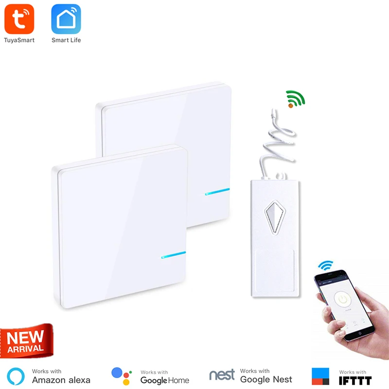 

Google Home Mini Compatible WiFi Light Wireless Switch 2 Switch Control 1 Light Easy To Install Remote Control Ceiling Fan&Light