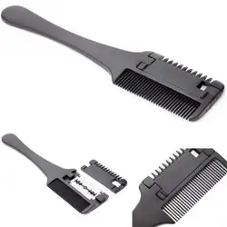 Профессиональная расческа для волос с лезвием лезвия для бритья черная ручка Парикмахерские двухсторонние волосы для укладки режущая