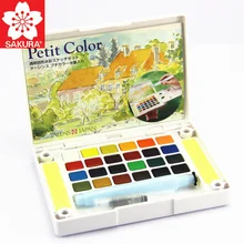 SAKURA 12/18/24/30/36/48/60/72 Цвета гитара Пти Буше коробка акварельных красок Портативный Твердые акварельные Краски ing товары для рукоделия пигмент набор NCW