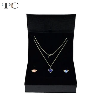 

Black PU Leatherette Necklace Box Pendant Ring Storage Bag Jewelry Gift Box Organizer Cases 16*16*4cm