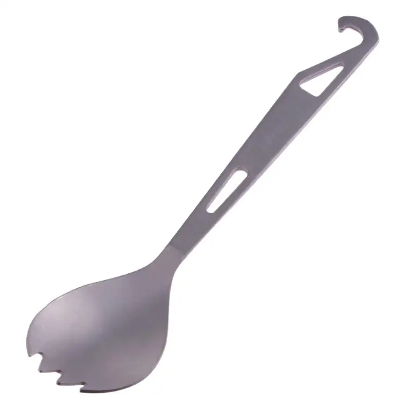 Titanio ultraligero al aire libre cuchillería cuchara Tenedores Spork Vajilla con bolsa/Viajes/senderismo/camping cubiertos Utensilios 1 unids