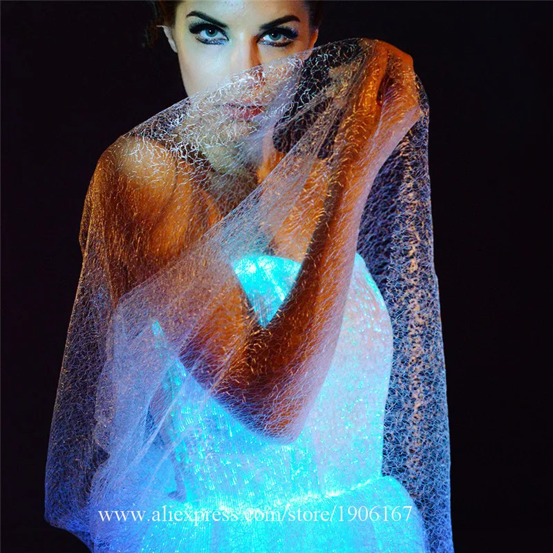 Led full color luminous evening dress night bar music festival concert fiber optic lighting costumes2