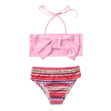 ARLONEET детский летний купальный костюм для маленьких девочек детский жилет в полоску с бантом и принтом Одежда для купания пляжная одежда для купания J0405