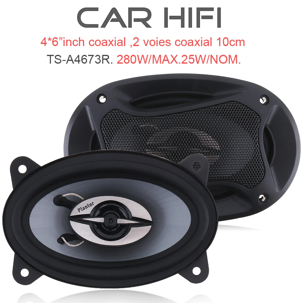2pcs 4*6 Inch 280W Car HiFi Coaxial Speaker Vehicle Door Auto Audio