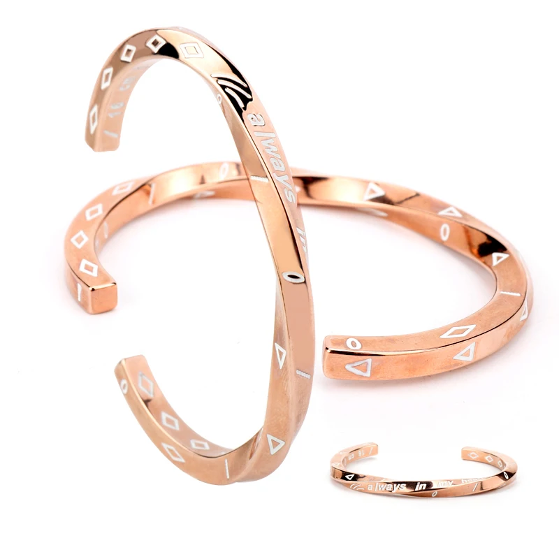 Punk Biker Women Men Bangles Bracelets luxurious Fashion Jewelry Always In My Heart Titanium Steel Cuff Bangle Lover Friend Gift | Украшения