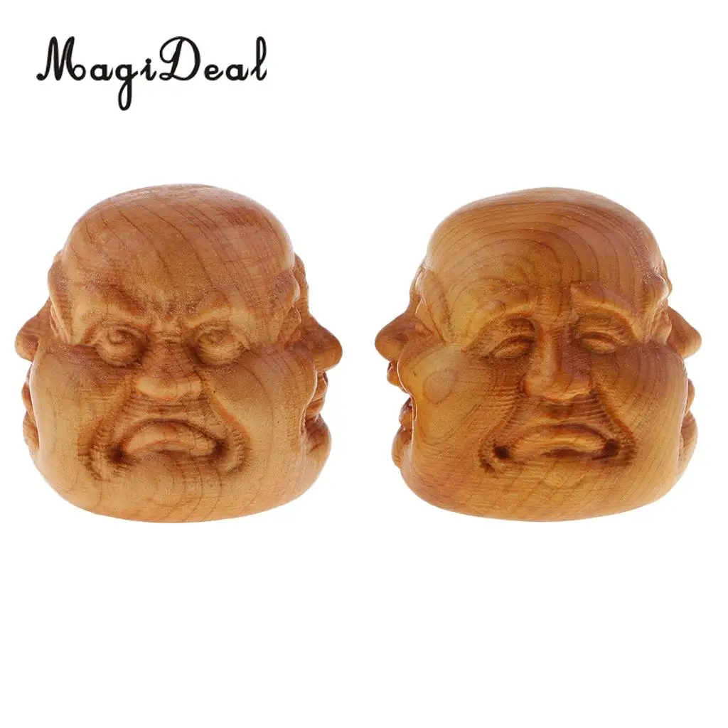 Collectibles Chinese Hand Carved wooden Tibetan Buddhism Buddha head Statues