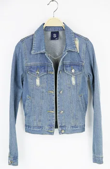 

women's slim turn-down collar coat female denim outerwear 9443