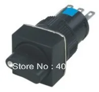

2 Position Rotary Selector Square Push Button switch LA16-F-11X/2 16mm 2Pins NO+NC