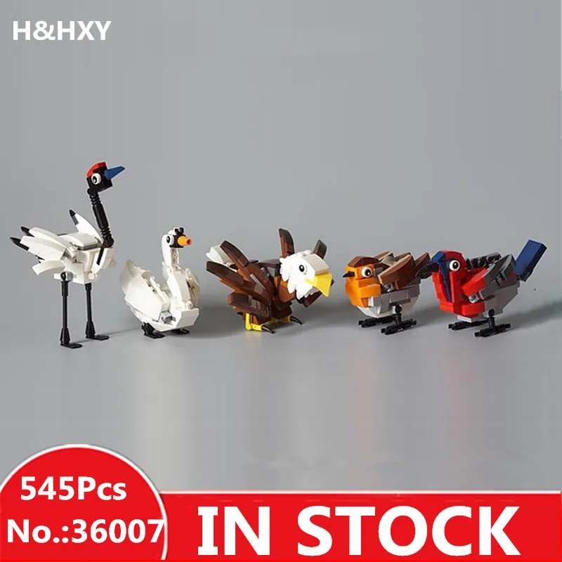 

In Stock H&HXY 36007 New 545Pcs Creative The HUB Birds Set 4002014 Building Blocks Bricks Educational Toys lepin Chirstmas Gifts